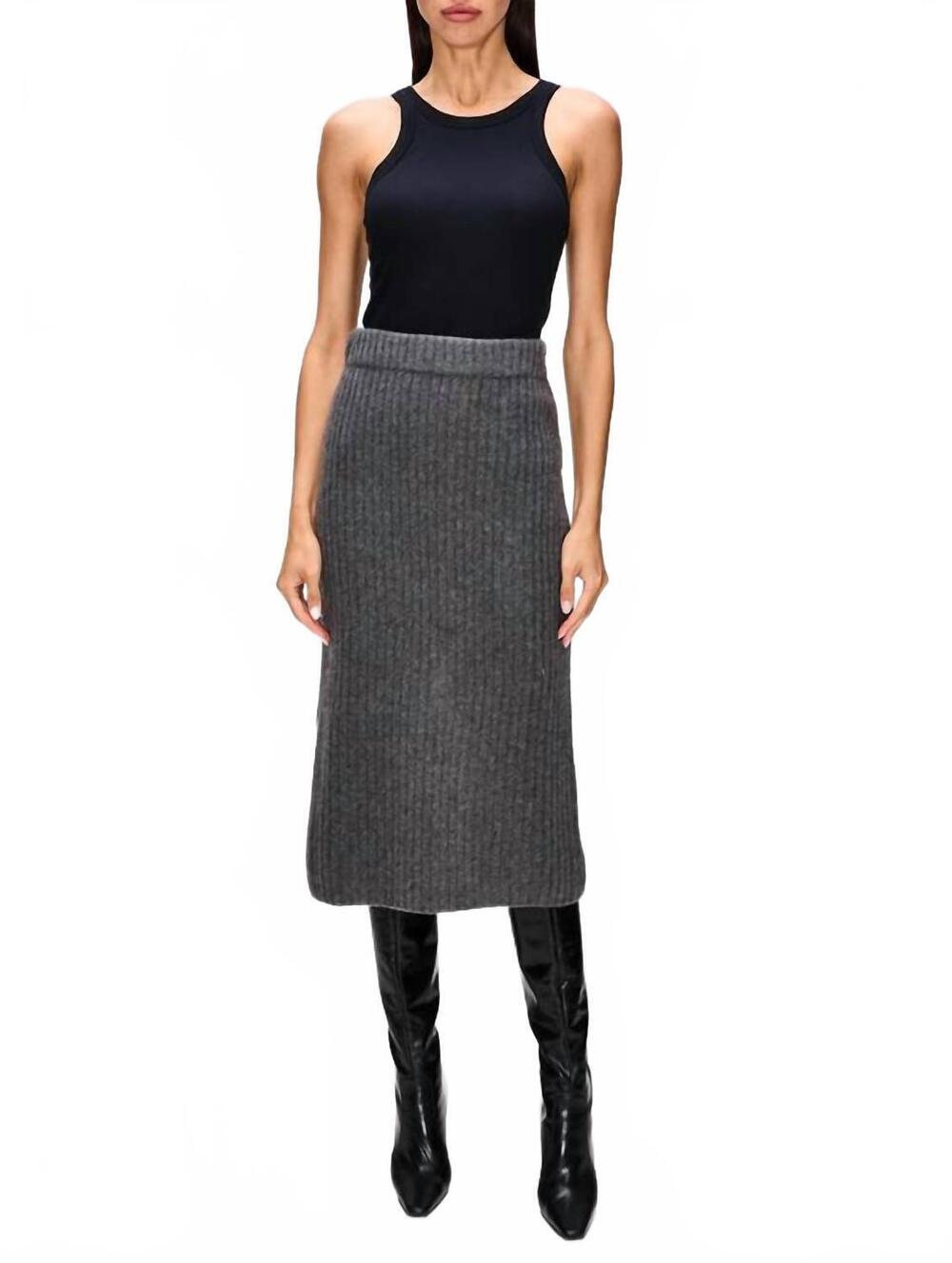 NEW THE ELDER STATESMAN cashmere pencil skirt in fidi grey